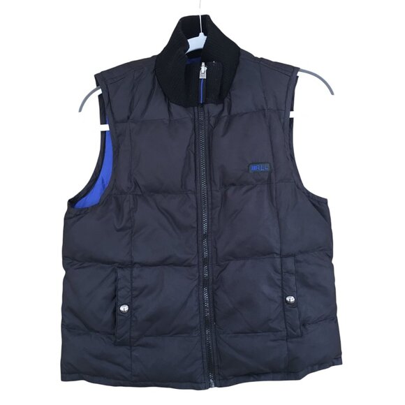 Lauren Ralph Lauren Reversible Down Quilted Puffer Vest Black Blue Size Medium - Picture 2 of 11